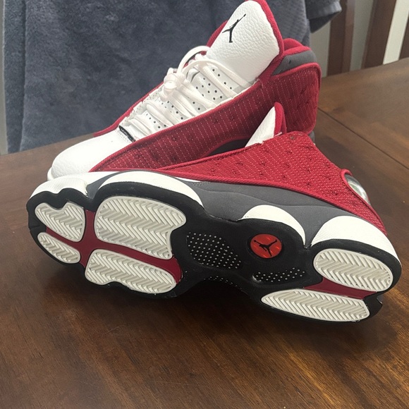 Jordan Kids Red and Gray High-Top Sneakers - Picture 3 of 11